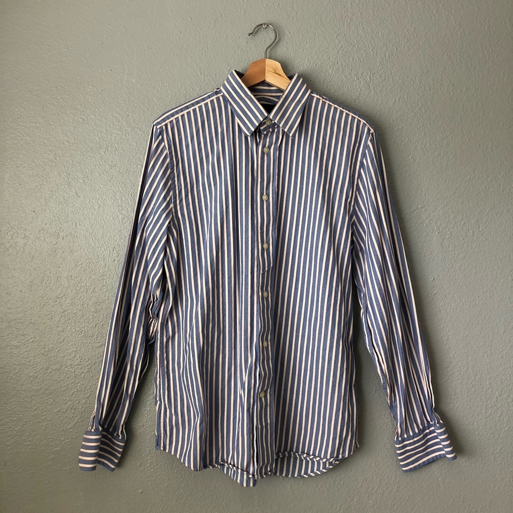 Express Design Studio Pinstriped Button Up Top - image 1